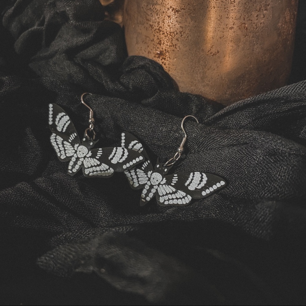 💀Acrylic Death Moth Earrings💀